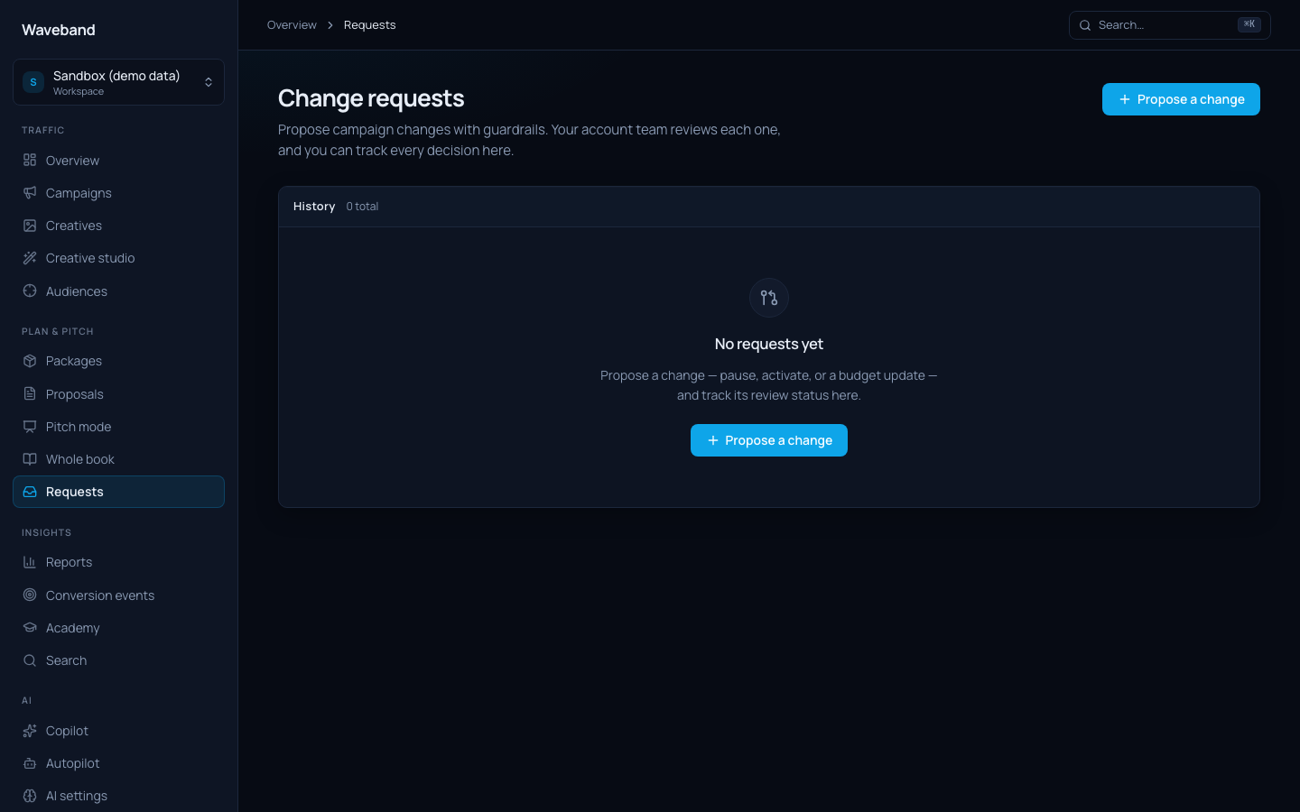 Change request inbox shared between staff and clients